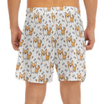 Cartoon Corgi Pattern Print Men's Split Running Shorts