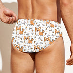 Cartoon Corgi Pattern Print Men's Swim Briefs