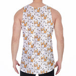 Cartoon Corgi Pattern Print Men's Velvet Tank Top