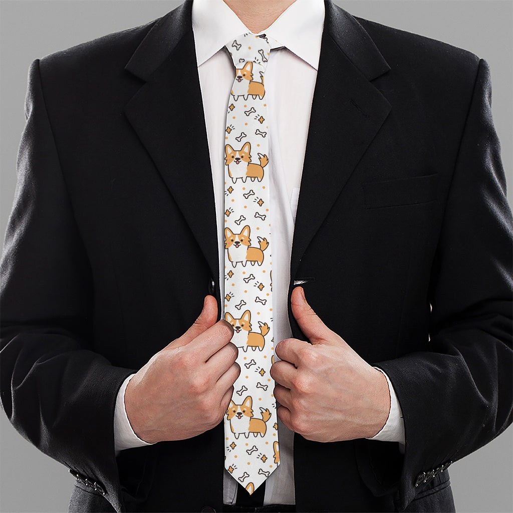 Cartoon Corgi Pattern Print Necktie