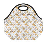 Cartoon Corgi Pattern Print Neoprene Lunch Bag