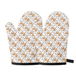 Cartoon Corgi Pattern Print Oven Mitts