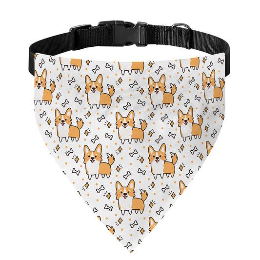 Cartoon Corgi Pattern Print Over The Collar Dog Bandana