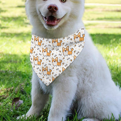 Cartoon Corgi Pattern Print Over The Collar Dog Bandana