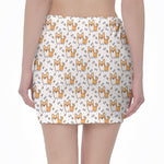 Cartoon Corgi Pattern Print Pencil Mini Skirt