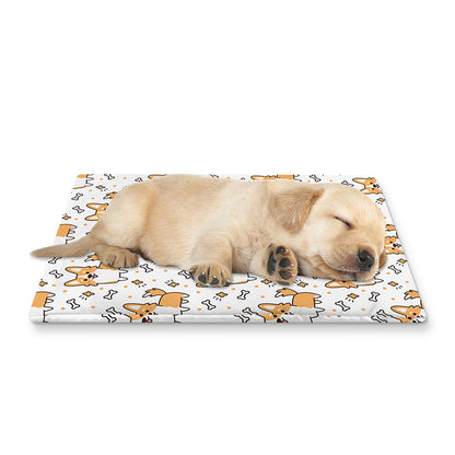 Cartoon Corgi Pattern Print Pet Cooling Mat Cover
