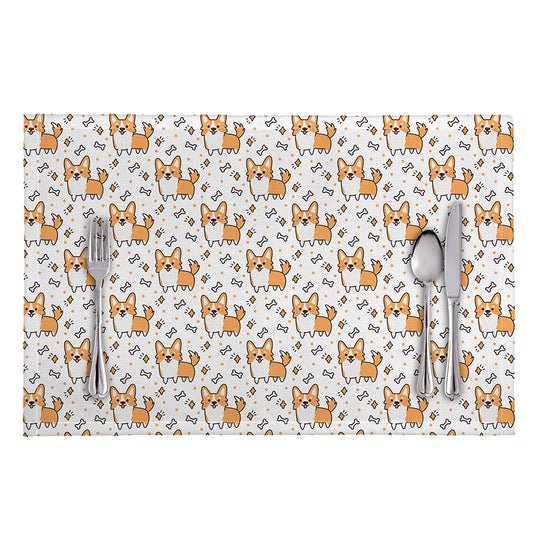 Cartoon Corgi Pattern Print Placemat