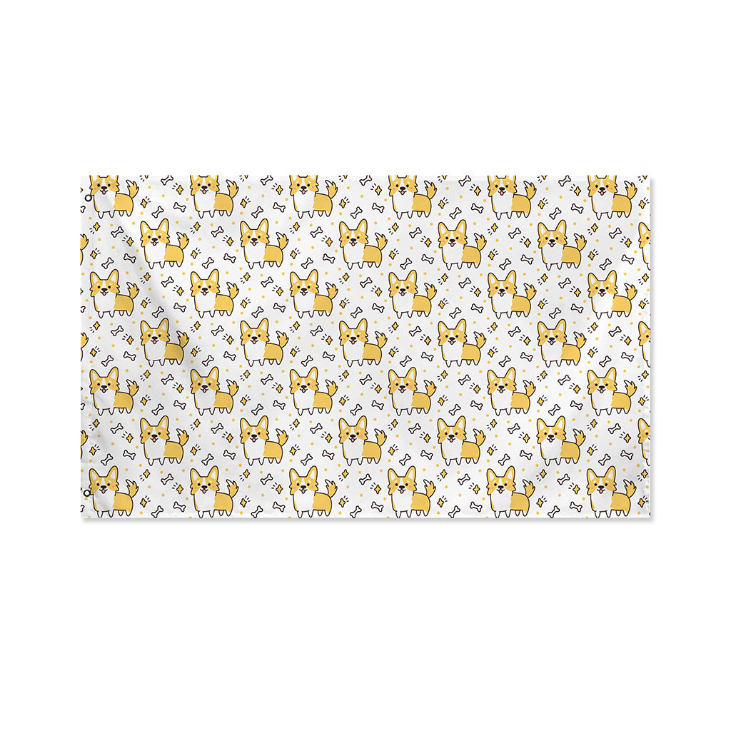 Cartoon Corgi Pattern Print Polyester Flag