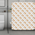 Cartoon Corgi Pattern Print Polyester Shower Curtain