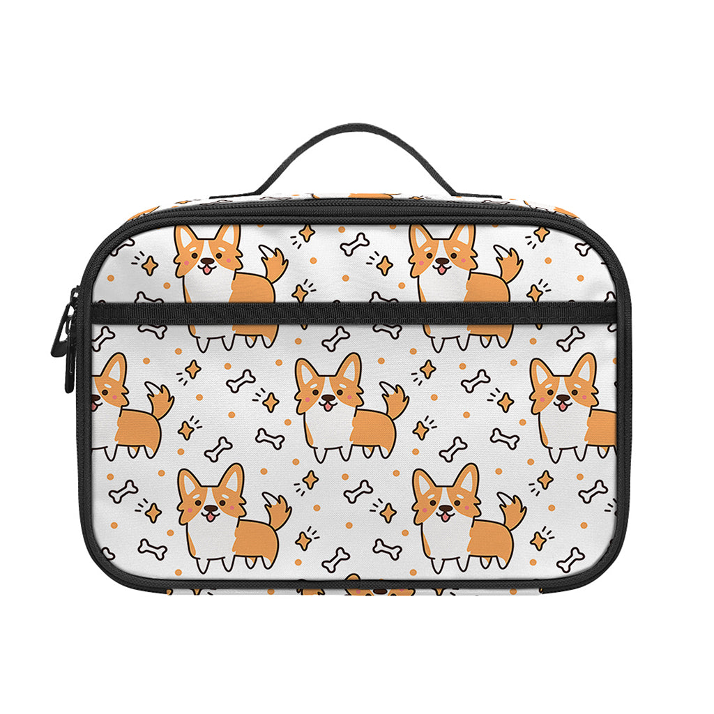 Cartoon Corgi Pattern Print Portable Lunch Bag