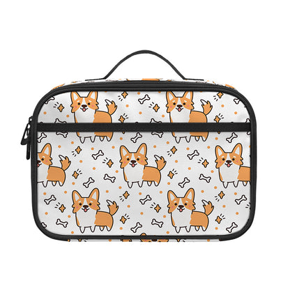 Cartoon Corgi Pattern Print Portable Lunch Bag