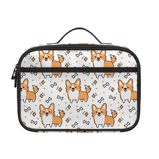 Cartoon Corgi Pattern Print Portable Lunch Bag