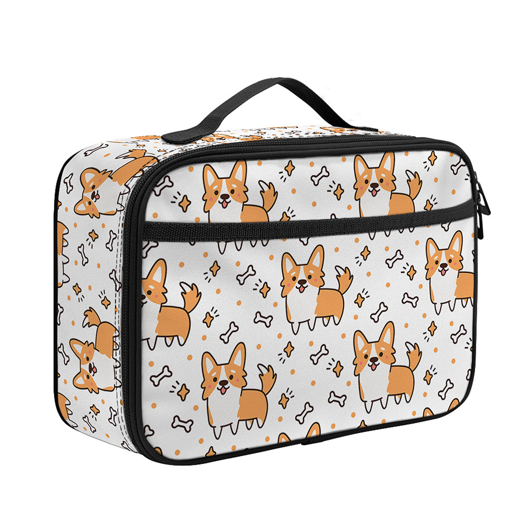 Cartoon Corgi Pattern Print Portable Lunch Bag