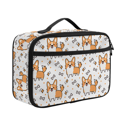 Cartoon Corgi Pattern Print Portable Lunch Bag