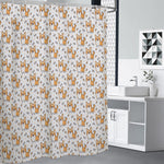 Cartoon Corgi Pattern Print Premium Shower Curtain