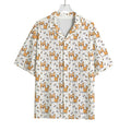 Cartoon Corgi Pattern Print Rayon Hawaiian Shirt