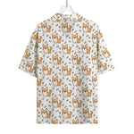 Cartoon Corgi Pattern Print Rayon Hawaiian Shirt