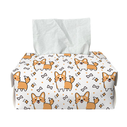 Cartoon Corgi Pattern Print Rectangle Tissue Box Cover