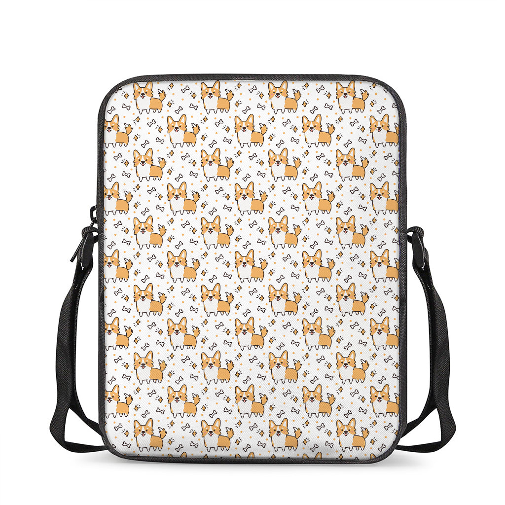 Cartoon Corgi Pattern Print Rectangular Crossbody Bag