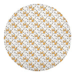 Cartoon Corgi Pattern Print Round Blanket