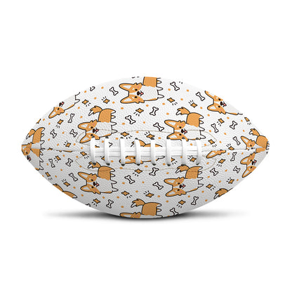 Cartoon Corgi Pattern Print Rugby Ball