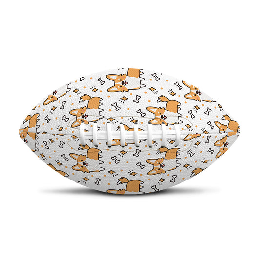 Cartoon Corgi Pattern Print Rugby Ball