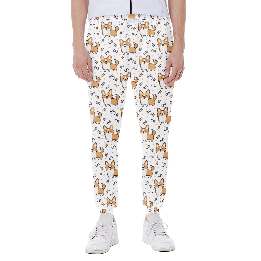 Cartoon Corgi Pattern Print Scuba Joggers