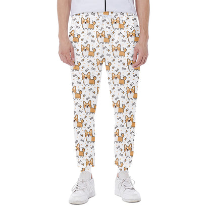 Cartoon Corgi Pattern Print Scuba Joggers