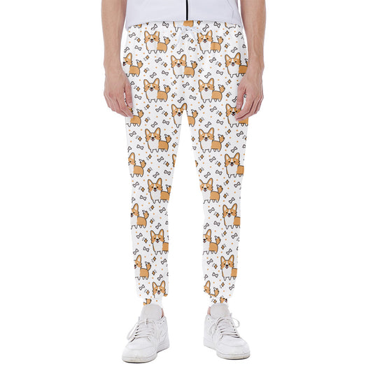 Cartoon Corgi Pattern Print Scuba Joggers