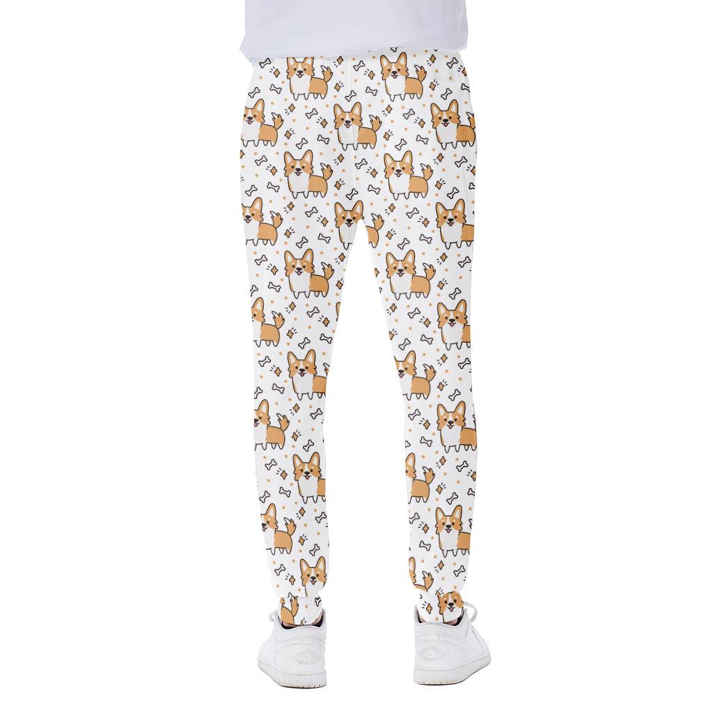 Cartoon Corgi Pattern Print Scuba Joggers