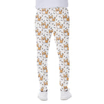 Cartoon Corgi Pattern Print Scuba Joggers