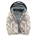 Cartoon Corgi Pattern Print Sherpa Lined Zip Up Hoodie