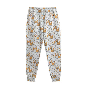 Cartoon Corgi Pattern Print Sweatpants