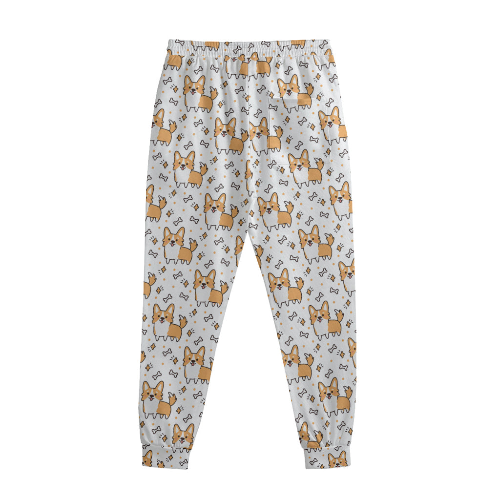 Cartoon Corgi Pattern Print Sweatpants