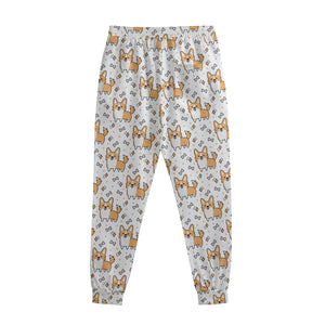 Cartoon Corgi Pattern Print Sweatpants