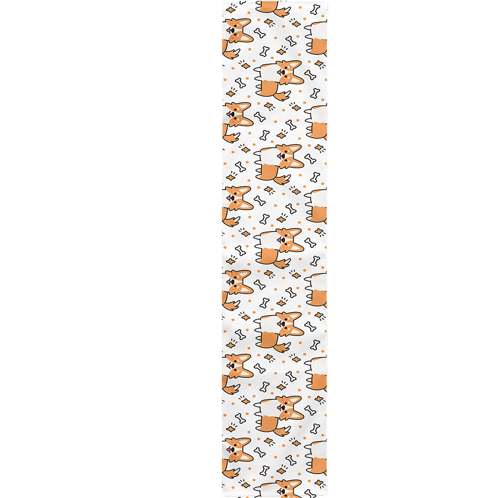 Cartoon Corgi Pattern Print Table Runner