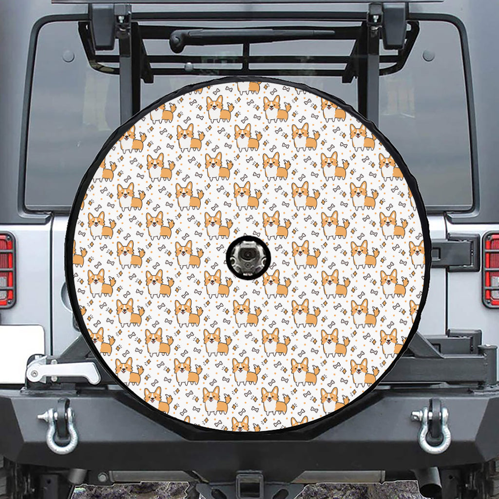 Cartoon Corgi Pattern Print Tire Cover With Camera Hole