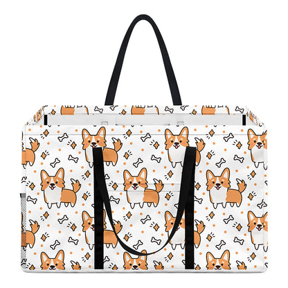 Cartoon Corgi Pattern Print Utility Tote Bag