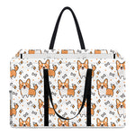 Cartoon Corgi Pattern Print Utility Tote Bag