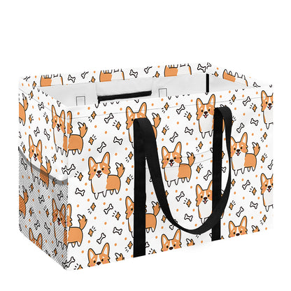 Cartoon Corgi Pattern Print Utility Tote Bag