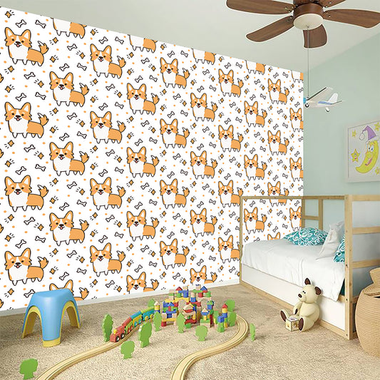 Cartoon Corgi Pattern Print Wall Sticker