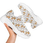 Cartoon Corgi Pattern Print White Chunky Shoes