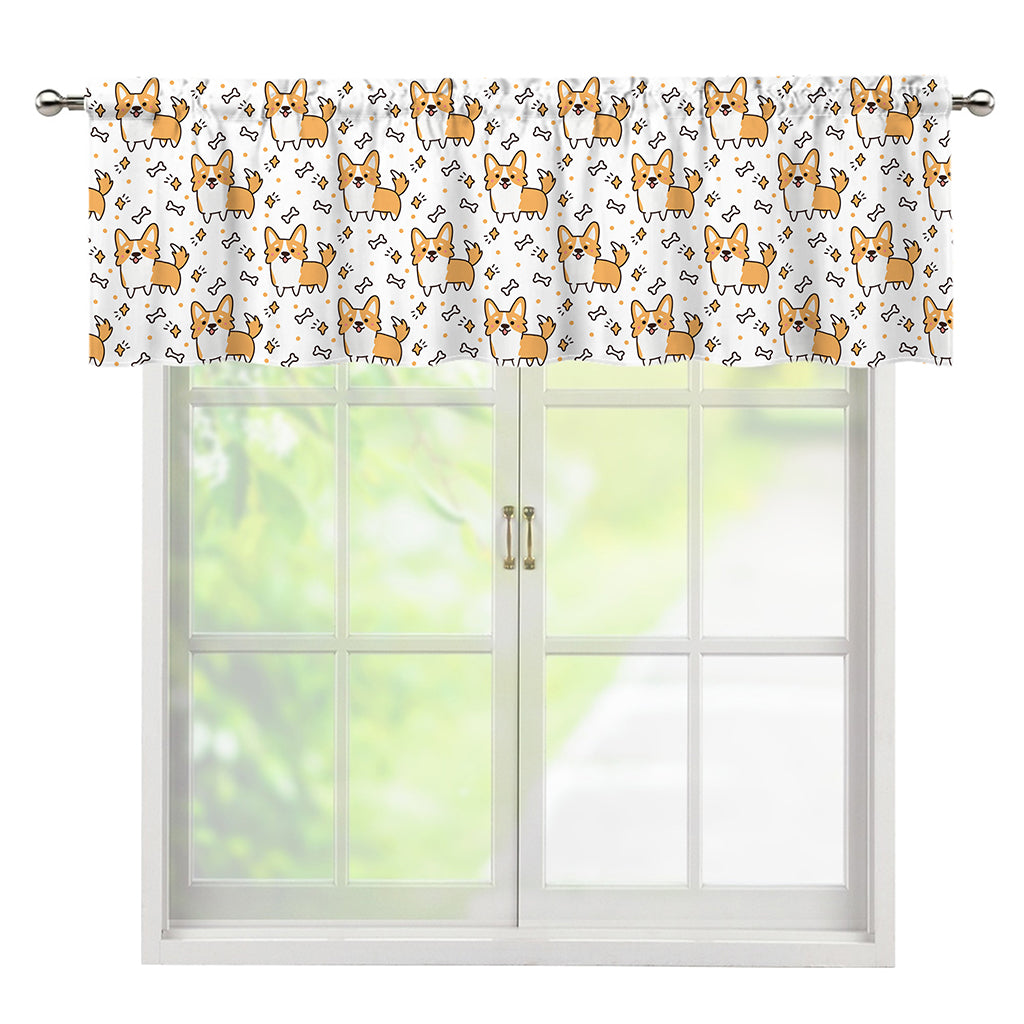 Cartoon Corgi Pattern Print Window Valance