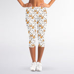 Cartoon Corgi Pattern Print Women's Capri Leggings