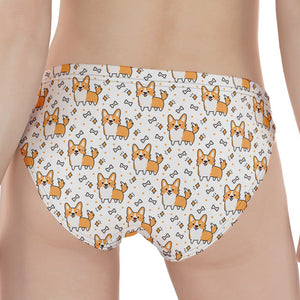 Cartoon Corgi Pattern Print Women's Panties