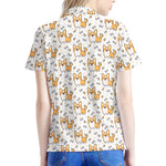 Cartoon Corgi Pattern Print Women's Polo Shirt