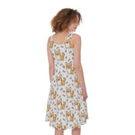 Cartoon Corgi Pattern Print Women's Sleeveless Dress