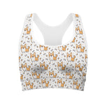 Cartoon Corgi Pattern Print Women's Sports Bra
