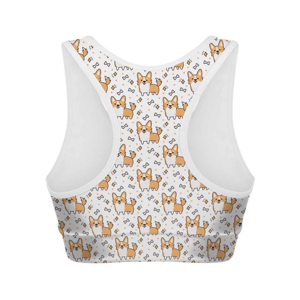 Cartoon Corgi Pattern Print Women's Sports Bra