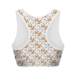 Cartoon Corgi Pattern Print Women's Sports Bra